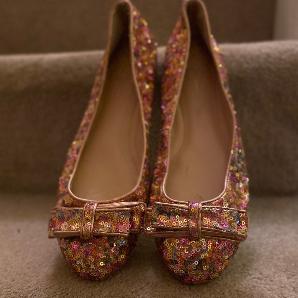 Jessica Simpson Rose Gold, sequined flats sz10
